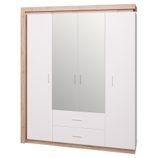 Шкаф для одежды с ящиками 4-х дверный с зеркалом "Люмен" №16